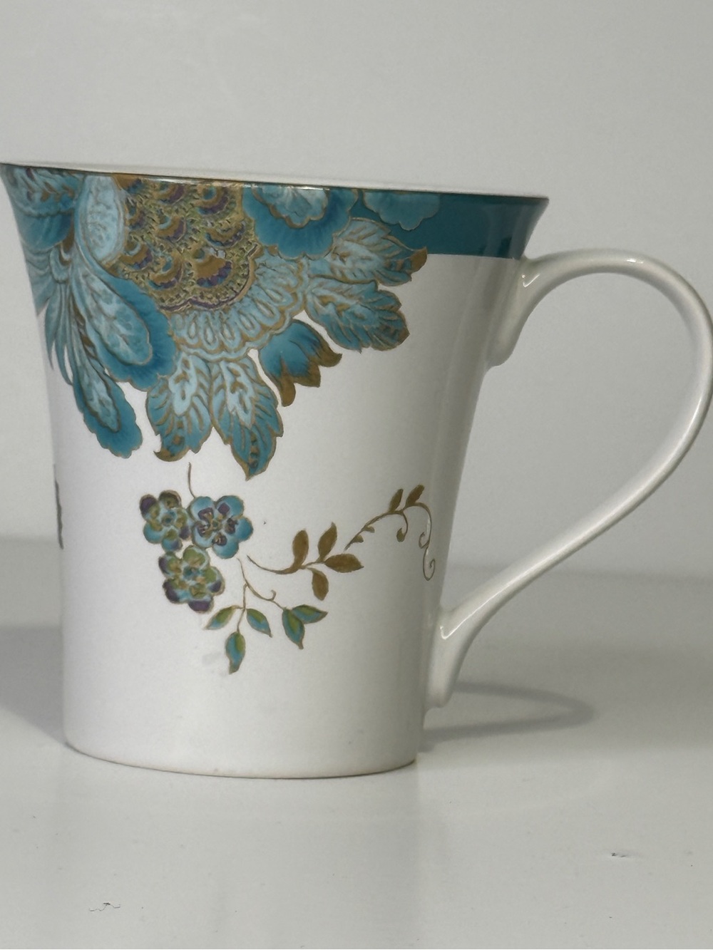 222 Fifth Eliza Teal Porcelain 10oz Coffee Mug